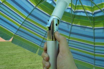 Impact Canopy 8' Beach Umbrella, UV Protected, Vented, Tilt Pole, Sand Anchor, Carry Bag, Blue/Green