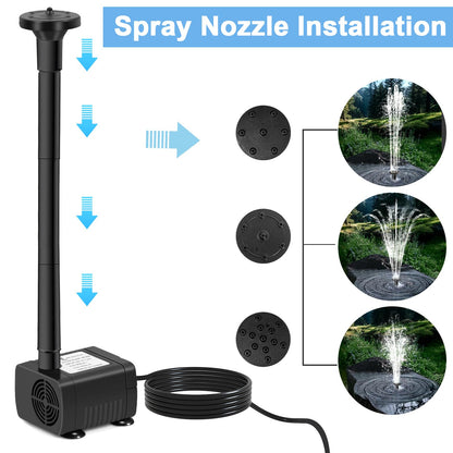 Solar Fountain Pump 12W Solar Water Fountain With 3 Spray Nozzle Solar Powered Water Pump 132 GPH Solar Pond Pump for Outdoor Garden Water Features