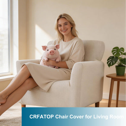 CRFATOP Stretch Mid Century Modern Armchair Slipcover 1-Piece Solid Accent Chair Covers with Arms Soft Waterproof Chair Slipcovers for Living Room Furniture Protector Office Reception Reading,Beige