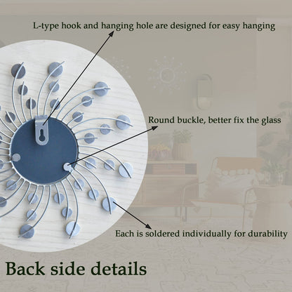 Mirror Wall Decor Metal Sun Mirror Home Decoration Wall Art Decorative Suitable for Living Room Bedroom Bathroom Entryway