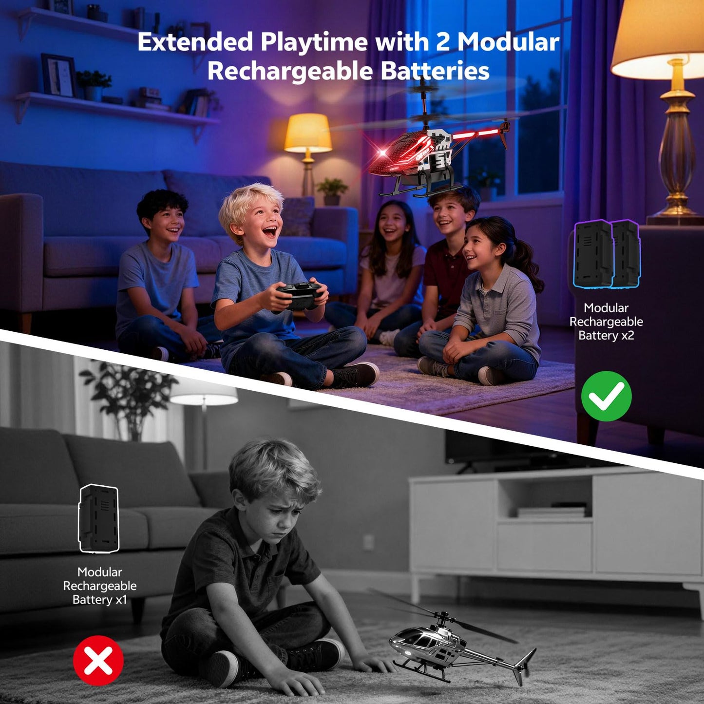 RC Helicopter Toy for Kids, 2.4GHz 3.5CH Remote Control Helicopter with Altitude Hold, One Key Take Off/Landing, 30+Mins Flight Time, LED Lights, Indoor Flying Toys for Boys Girls Beginners Gifts