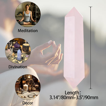 YATOJUZI 3.5" Rose Quartz Healing Crystals Wand Natural Crystals and Healing Stones Large Hexagonal Rose Quartz Crystal Points for Meditation Divination Reiki Energy Balancing 1PCS