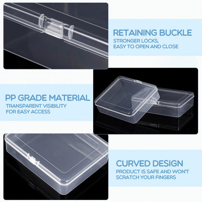 Jetec 6 Pieces Mini Plastic Clear Beads Storage Containers Box for Collecting Small Items, Beads, Jewelry, Business Cards, Game Pieces, Crafts (5 x 4 x 1.3 Inch)