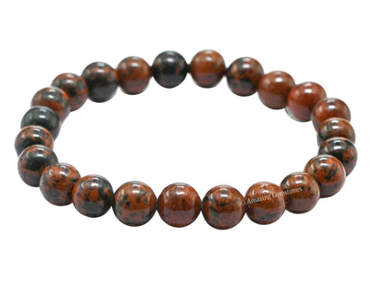 Amazing Gemstone Crystal Bracelet for Women Men's Gifts - Protection Healing Crystal Bracelet - 8mm Gemstone Beaded Stretchable Bracelet Pulseras Para Hombres Mujer Stocking Stuffers Mothers Day Gift (Mahogany Obsidian)
