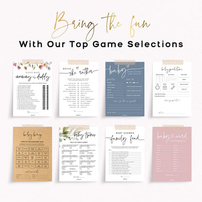 GardenCity 50 Baby Shower Word Search Game Cards, Fun Baby Shower Games for Boy or Girl, Gender Neutral - Minimalist