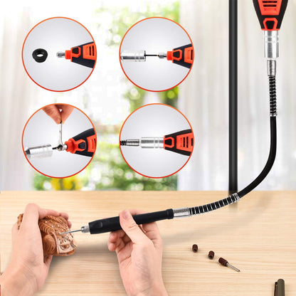 GOXAWEE Rotary Tool Kit with 180 Rotary Tool Accessories & Flex Shaft & Universal Collet, 5 Variable Speed Rotary Multi-Tool, Mini Electric Drill Set for Crafting DIY Project(Orange)