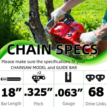 18 Inch Chainsaw Chain .325" Pitch .063" Gauge 68 Drive Links Fits for STIHL (PRE 2023 .063" Gauge) MS250, MS251 and More,V68 (3 chainsaw chains)