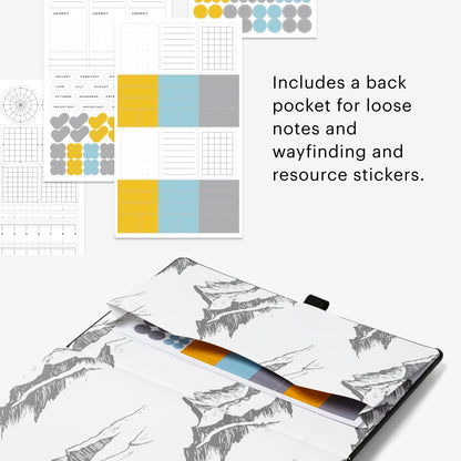 Stone Journal Explorer Notebook – A5 Waterproof Paper Field Journal, Vegan Leather Hardcover, 144 Pages Alternating Ruled & Dot Grid, Back Pocket, Weather-Resistant (Black)
