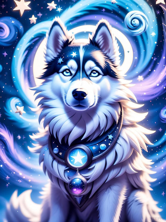 YEEIFFD Dog Diamond Painting Kits for Adults, Husky Diamond Art Kits, Colorful Animal Gem Art Kits for Home Wall Decoration Handmade Gifts, Artwork for Craft Lovers 12x16inch