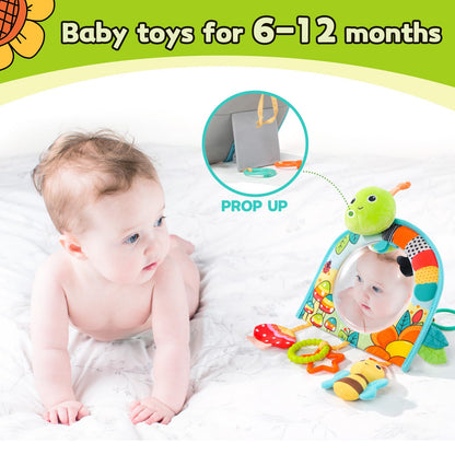 Koty Infant Car Seat Toy - Kick and Play Activity Center with Mirror, Teether and Crinkle Paper, Fun Travel Baby Toy for Rear Car Seat, Easier Drive with Newborns, Babies