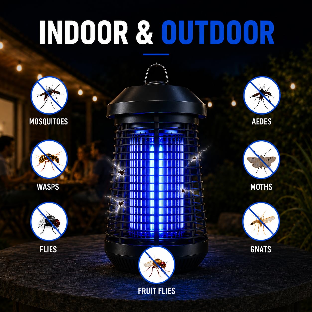 Bug Zapper Mosquito Repellent Outdoor,Mosquito Zapper Fly Killer Indoor Fly Traps Outdoor Insects Zapper with 4200V 18W Waterproof IPX4 Flame Retardant ABS Housing for Home Garage Patio Backyard