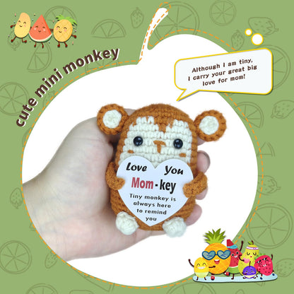 Viaosanza Mother's Day Handmade Crochet Monkey Gift, Daily Love Reminder Desktop Decoration for Stepmother Godmother Women from Daughter Son, Mini Cute Animal Themed Gratitude Emotional Souvenir