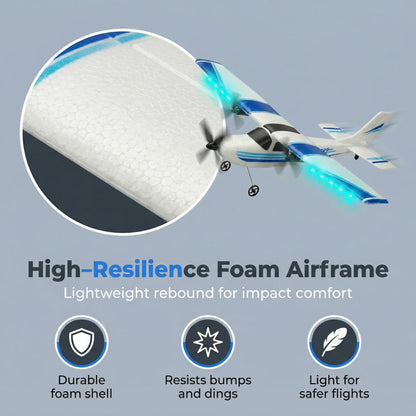 MATHSLICE RC Airplane,RC Plane, 2.4GHz 2 Channels RTF RC Aircraft with 3-Axis Gyro for Beginner Easy to Speedy Fly Glider Toys with 2 Extra Batteries [ 3 Batteries ]