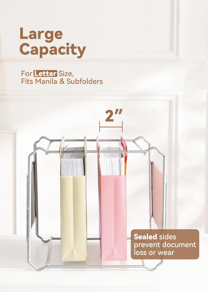 SortRax Plastic Extra Capacity Hanging File Folders, 2" Pastel Expanding Pocket, Heavy Duty for Filing Cabinet, Insertable 1/5-Cut Tabs, Letter Size - 12 Pack