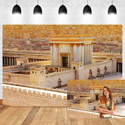 15x8ft Ancient Old City Battlement Scenery Backdrop Ancient Jerusalem Second Temple Photography Background The Holy Land Holiday Tour Landmark Wallpaper Adults Kids Portrait Photo Booth Banner Props