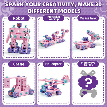Pink Kids Tool Set for Girls,Toddler Tool Set with Drill &Toolbox,STEM Montessori Toys for 3 4 5 Year Old,Pretend Play Kid Toy,Educational Construction Toy for 3-6 Year Old Girl,Birthday Gift for Kids