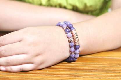 GDLKPYHS Amethyst Bracelet, Handmade Beaded Bracelet 8MM Healing Crystal Beads,Protection Bracelets,Yoga Chakra Bracelet,Bring Good Luck, Prosperity and Happiness,Women's Gifts