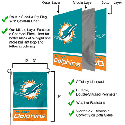 Miami Dolphins Garden Flag with Stand Holder