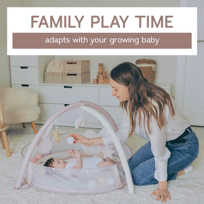 Aila+Aiden 6-in-1 XL Play Mat & Play Gym, Baby Gym, Baby Activity Gym, Sensory Exploration and Motor Skill Development Toys (Blush)
