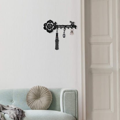Deveosa Key Hooks Holder for Wall Decorative - Small Black Entryway Welcome Home Sign Key Hanging Hangers Wall Mounted Racks