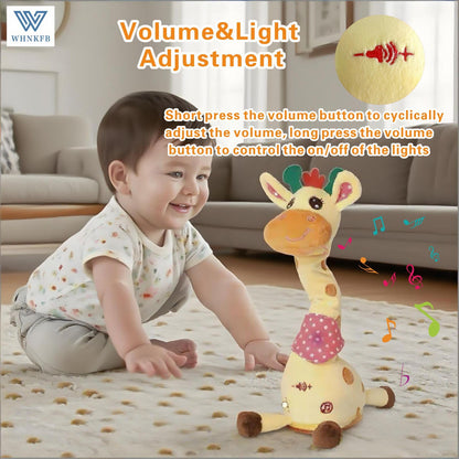 WHNKFB Dancing Giraffe Plush Baby Toy 6-12 Months - Talking Giraffe Stuffed Animal Singing Songs & Repeat What You Say, Musical Light Up Toy for Toddlers 1-3 Years Boy Girl, Soft Interactive Gift