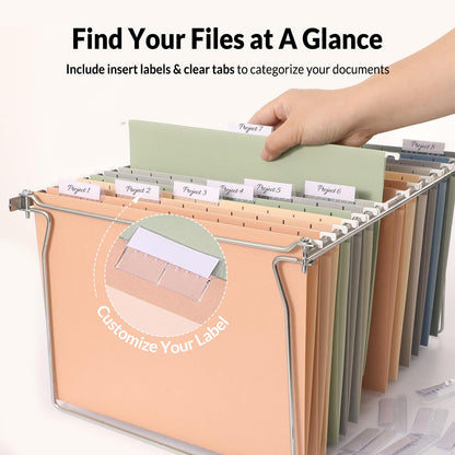 SUNEE 25 Count Hanging File Folders, Pastel Colors, Hanging File Folders Letter Size, Hanging Folders with 1/5-cut Tabs, Designed for Bulky Files, Filing Cabinets, Medical Charts