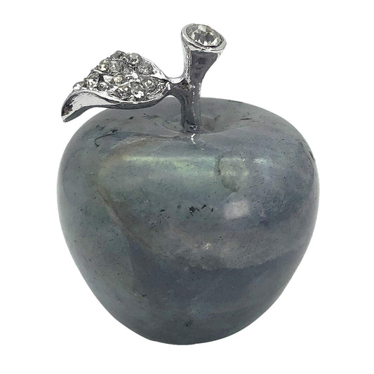 Neyisaa Grey Labradorite Crystal Apple Decor, Healing Crystals Pocket Stone Fruit Figurine Craft Home Decoration 30mm