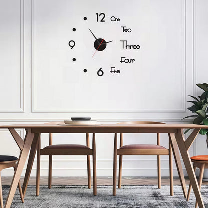 YJHWLF 3D DIY Wall Clock, LuminousFramelessSilent Living Room Dining Room Simple 3D Wall Sticker Wall Clock Creative Luminous DIY Acrylic Punch-Free Quartz Clock (15.8IN)