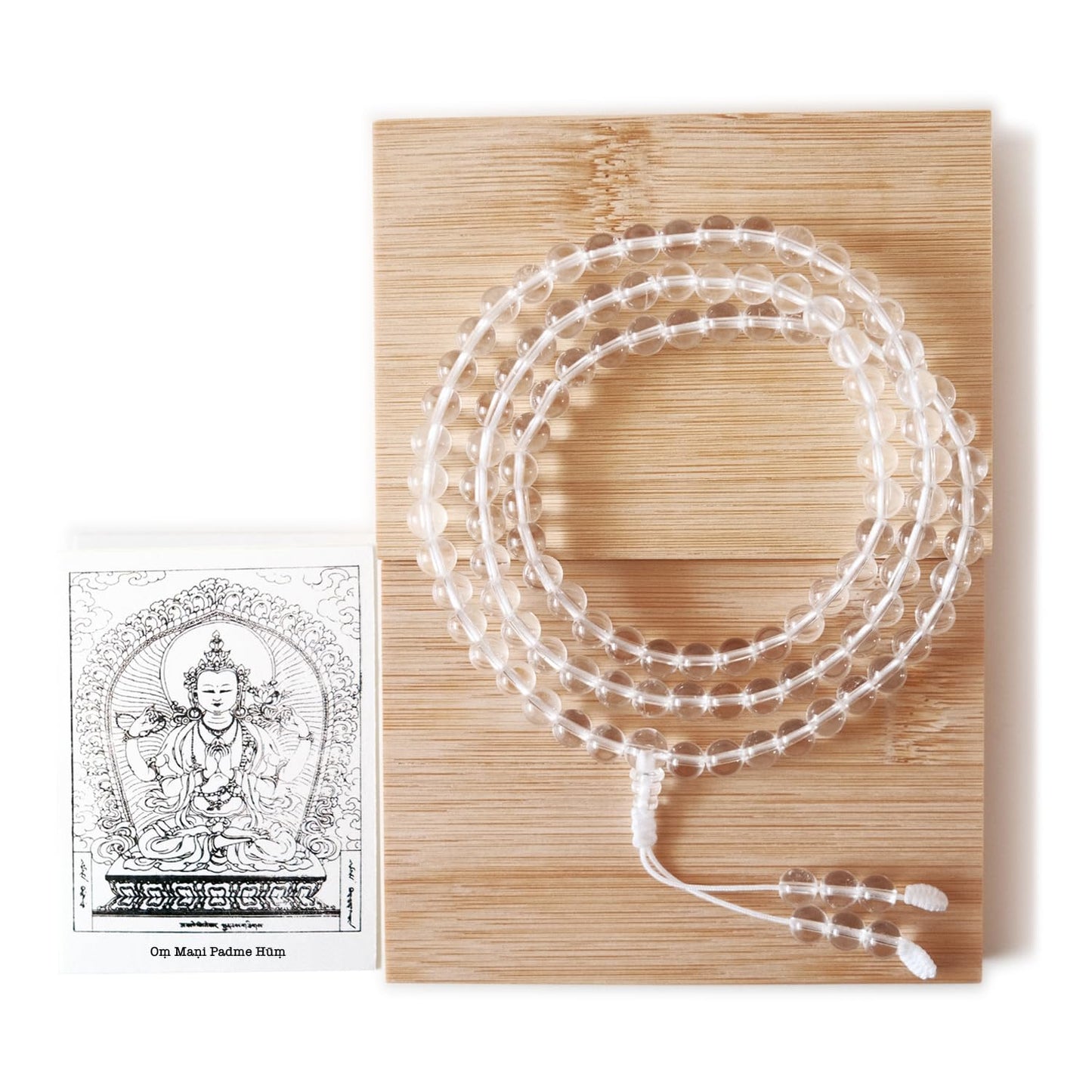 Authentic Tibetan Natural Crystal Mala Beads 108, Buddhist Prayer Beads Sphatik Mala, Clear Quartz Gemstone Bracelets, Meditation Japamala Chakra Necklace for Women and Men