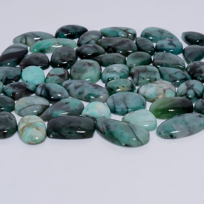 Natural Green Emerald Gemstone- Healing Crystals for DIY Jewelry Making -Loose Natural Cabochon -Perfect for Crafting Unique Jewelry Designs Gift for Her, Mother and Wife (5 pcs, 25-35 mm)