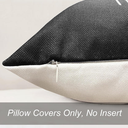 RYSMIYOU Decorative Throw Pillow Covers 18x18 inch Set of 4 Black White Pillow Covers for Couch Sofa Bed Living Room,Farmhouse Outdoor Throw Pillow Cover,Geometric Linen Square Throw Pillow Cases