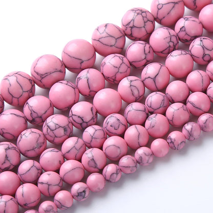 32pcs 12mm Pink Turquoise Beads Natural Stone Round Loose Spacer Beads for Jewelry Making DIY Bracelet Necklace 1 Strand 15inch