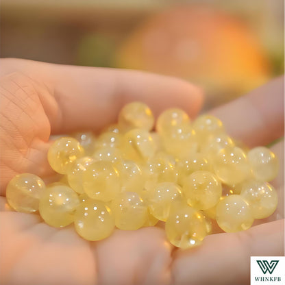 WHNKFB 8mm 50PCS Natural Citrine Round Beads, Smooth Polished Loose Yellow Crystal Beads for Jewelry Making Craft - 4mm 6mm 8mm 10mm Options with Free Elastic Cord