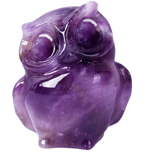 QLRSUXN 2 Inch Owl Figurine Handcrafted,Amethyst Healing Crystal Animal Sculpture,Home Decor Unique Gift for Collectors,Crystal Artwork Nature Lovers Birthday Anniversary Present Spiritual Gift