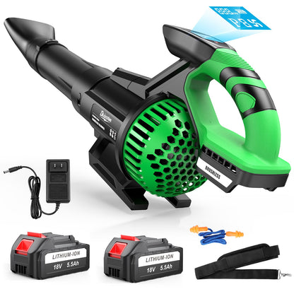 Leaf Blower Cordless with 2X 5500 mAh Battery and Charger, 710 CFM/180 MPH Brushless Electric Leaf Blower with Shoulder Strap, 3-Speed Modes, Powerful Handheld Blowers for Lawn Garden Yard Care