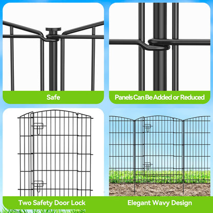 INJOPEXI Decorative Garden Fence 6 Panels 13ft (L)×36in (H) Animal Barrier Fences with 5 Panels + 1 Gate, No Dig Garden Fencing Rustproof Metal Wire Temporary Rabbit Dog Fence for Patio Outdoor Yard