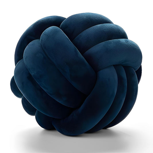 PUXU Knot Pillow Ball Round Cushion Pillows, Children Room Decoration Plush Toys Calming Stress Relief Toy (Dark Blue,11in/28cm)