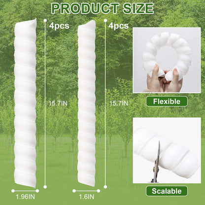 8 Pcs Tree Trunk Protector-2 Size Plastic Spiral Tree Guard Tree Trunk Protector Wrap Tree Bark Protector Tube Tree Wraps to Protect Bark Tree Saplings from Deer Cats Rodents Rabbit Mowers (White)