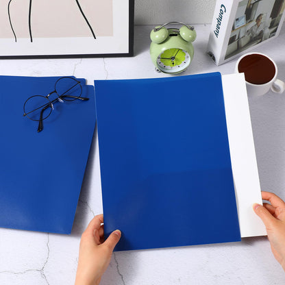 Patelai 50 Pack Plastic Folders with Pocket Bulk 2 Pocket Heavy Duty Letter Size Folders Business Card Holder for School Office File(Blue)