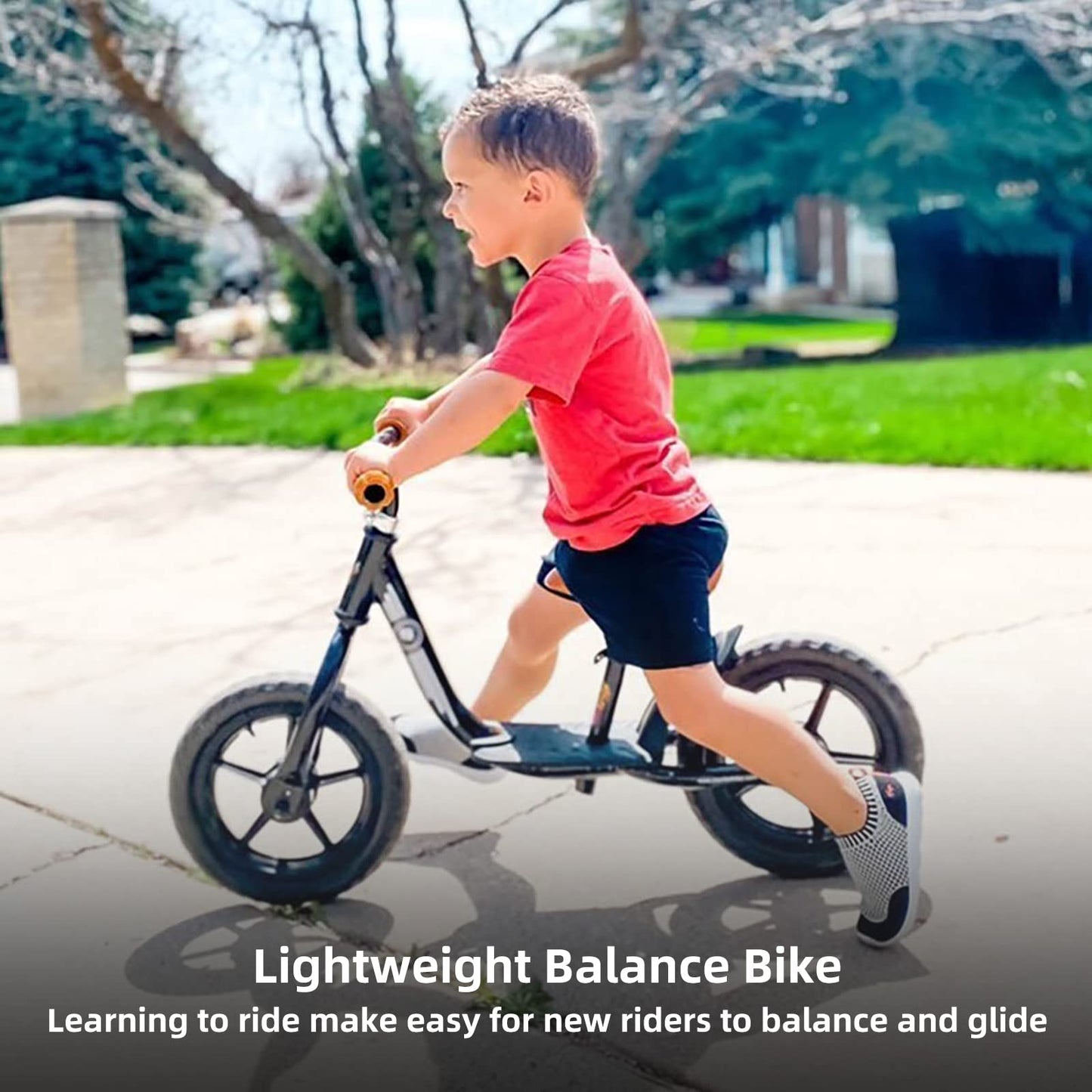 JOYSTAR 10 Inch Toddler Balance Bike 2 Year Old Push Bicycle with Footrest Glider Bikes Toddler Bike No Pedal Bicycle for Baby Birthday Gifts for 2-4 Boys Black