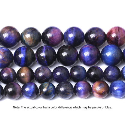 60PCS 6MM AAA Blue Purple Starry Sky Tiger Eye Stone Beads Natural Gemstone Bead Crystal Healing Energy Jewelry Making DIY 15 inches