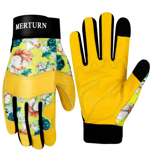 MERTURN Tough Leather Gardening Gloves Cactus Work Gardening Gloves for Women Thorn Proof Working Gloves Gardening Gifts, Color C