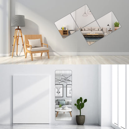 JEOYOO Full Length Mirror Unbreakable Gym Mirrors for Home Gym, 12"X12"X0.12", 4 Pcs, Plexiglass Locker Tiles, Body Workout Wall Mirror for Bedroom, Gift Idea, Over The Door Wall-Mounted Sticker