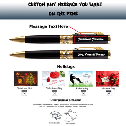 Yastar Customize Gift Pen with a Wallet, Fancy Business Gift set Ballpoint Pen with 2 Black Ink Refills Quality Pens Metal Body - Custom with Names Message -for Family Colleague Elder Friends