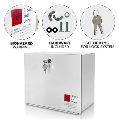 Specimen Lock Box Heavy-Duty Metal – Secure Over & Under the Door Drop Box for Medical Labs, Clinics, and Offices, Durable, Tamper-Resistant Collection Box for Specimen Handling and Storage