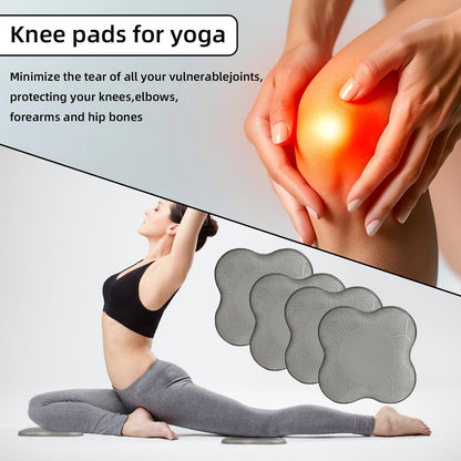 Yflingjie Yoga Knee Pads, Set of 4, Mats for Knees and Elbows, Fitness, Meditation, Kneeling, Balance, Floor, Pilates（grey)