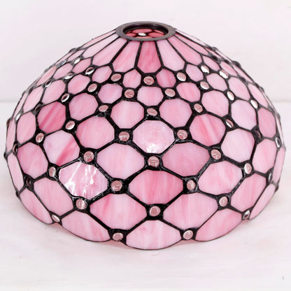 WERFACTORY Tiffany Floor Lamp Pink Stained Glass Pearl Bead Light 12X12X71 Inches Torchiere Standing Corner Torch Uplight Decor Bedroom Living Room Home Office S005P Series