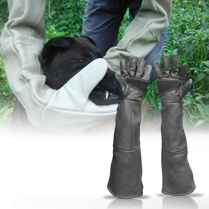 FIPASEN Animal Handling Gloves Bite Resistant, 60cm/ 23.6In Bite Proof Glove for Welding, Gardening, Handling Cat/Dog/Bird/Snake/Lizard/Falcon/Reptile, Anti-Bite Work Gloves (Deep Color)