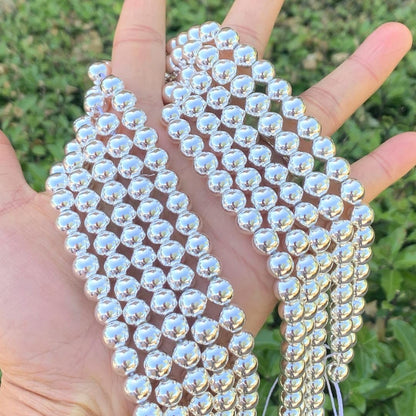 40pcs Adabele Grade A Natural Hematite Silver Plated Healing Gemstone 10mm Round Loose Beads Gem Stone Spacer for DIY Craft Jewelry Making GFC-B10