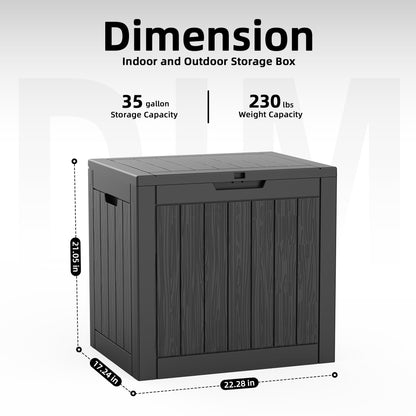EasyUp 35 Gallon Outdoor Storage Box, Outdoor Deck Boxes for Garden Tools Equipment,Cushions and Patio Storage,Lockable and Resin,Easy to Install(Black)